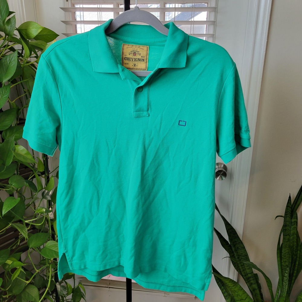 Chevignon Mens Green Pique Cotton Short Sleeve Polo Shirt Size Medium
